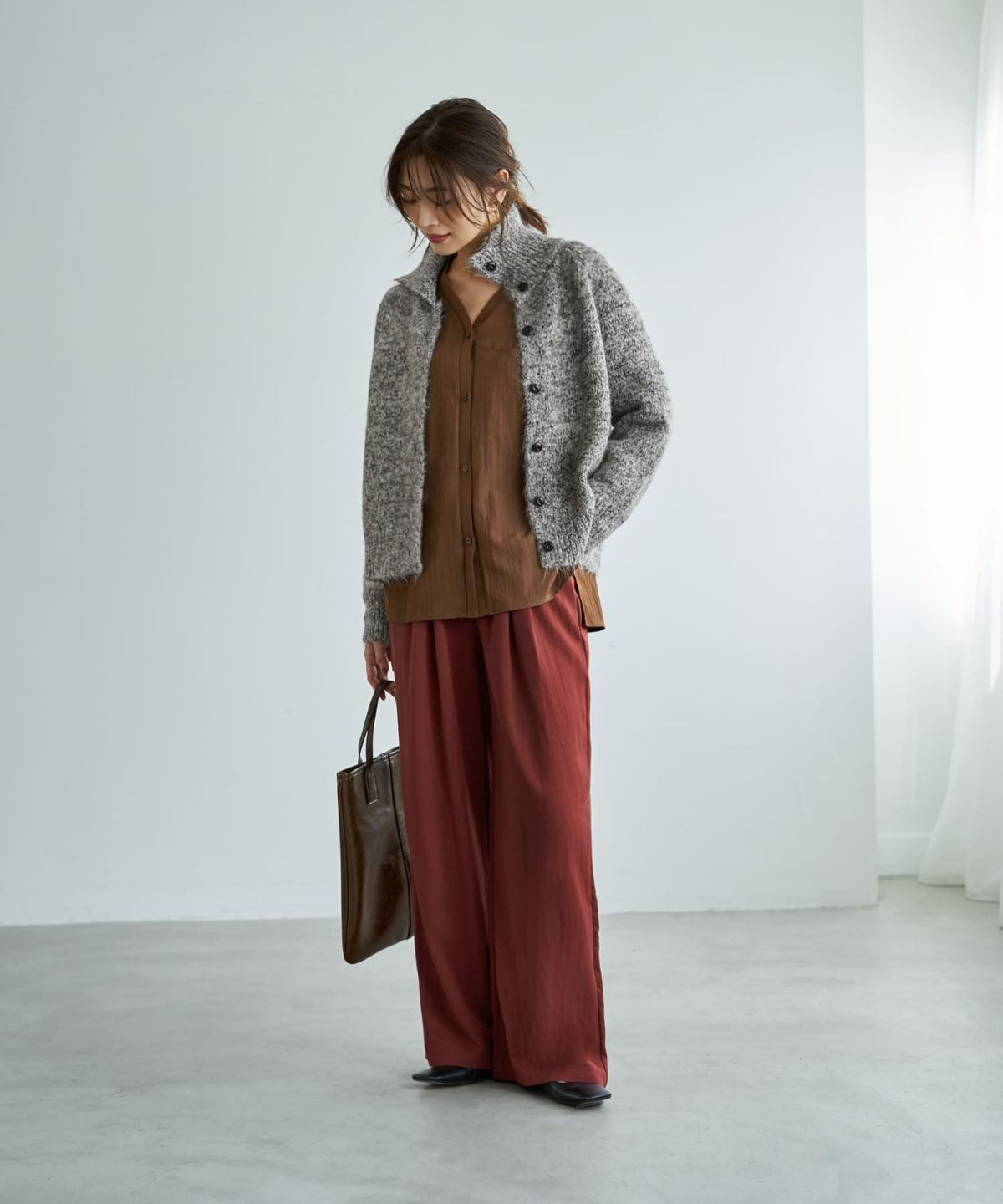 着用イメージ 166cm ブラウン