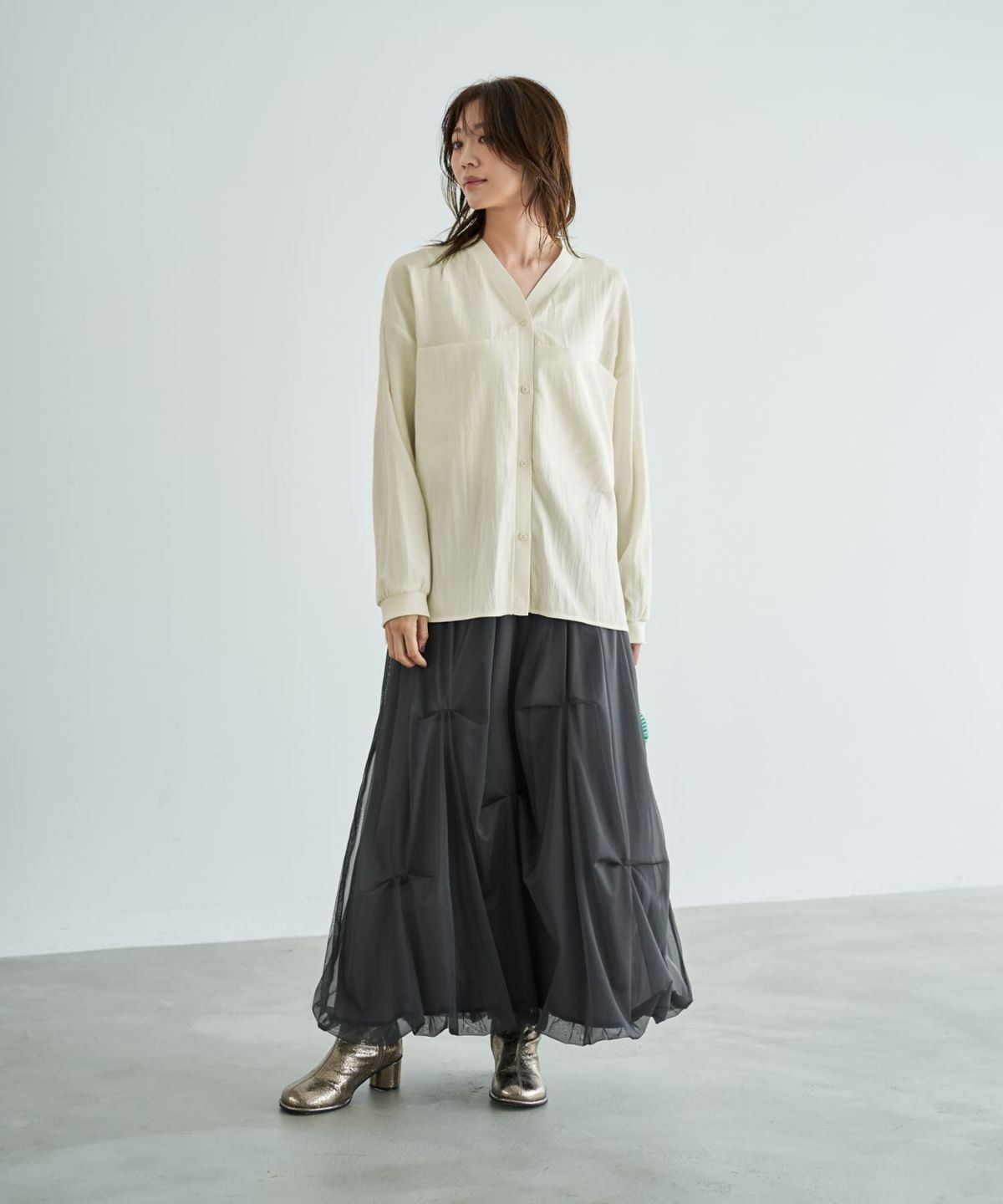 着用イメージ 166cm アイボリー