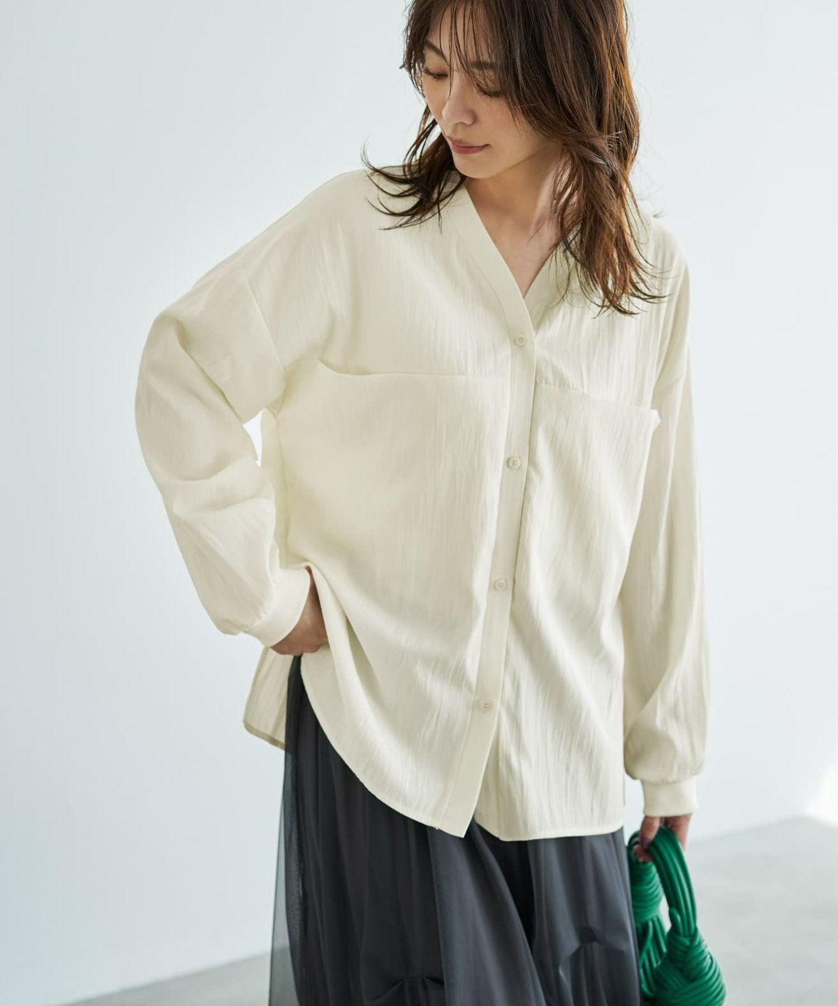 着用イメージ 166cm アイボリー