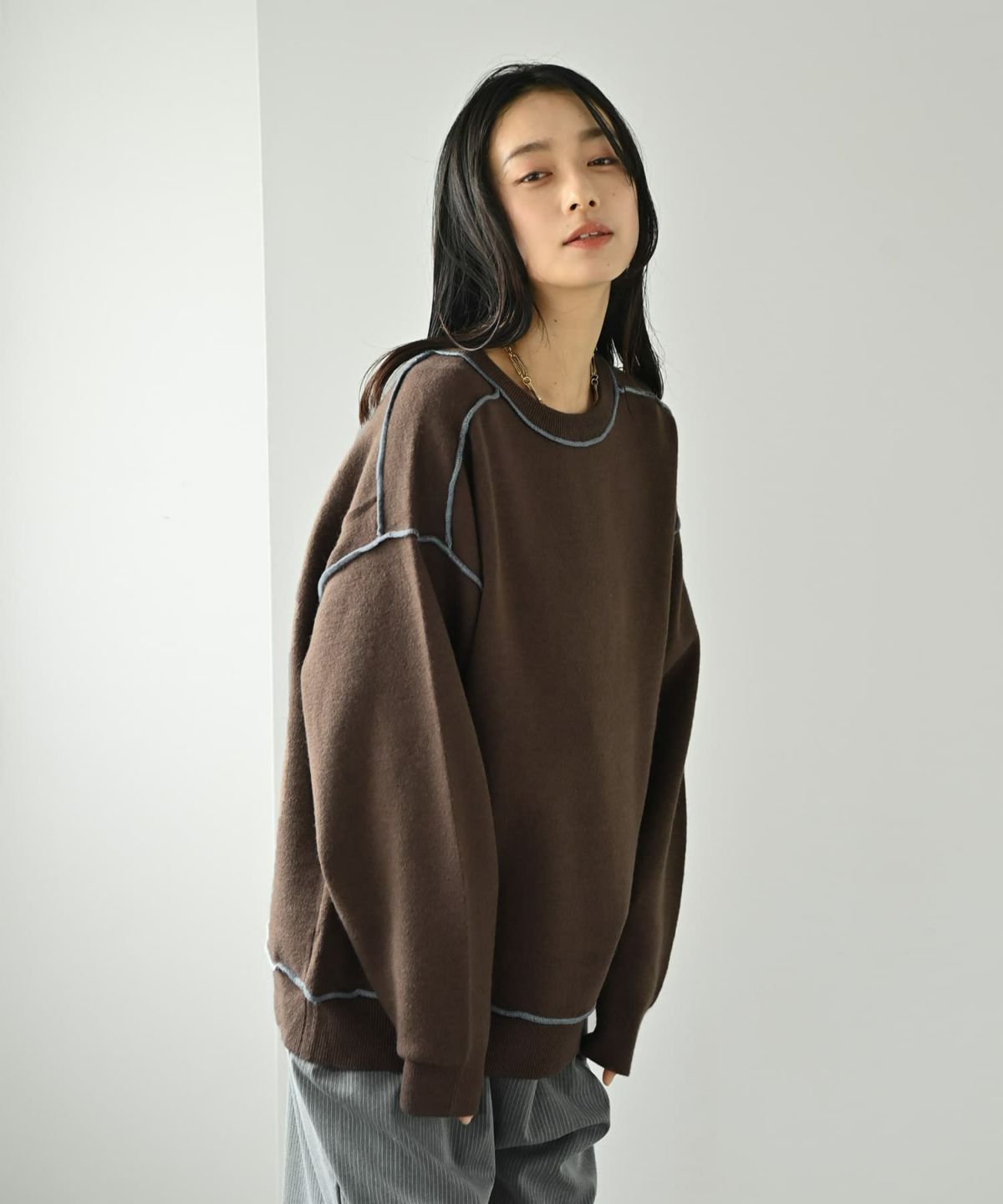 着用イメージ 167cm ブラウン