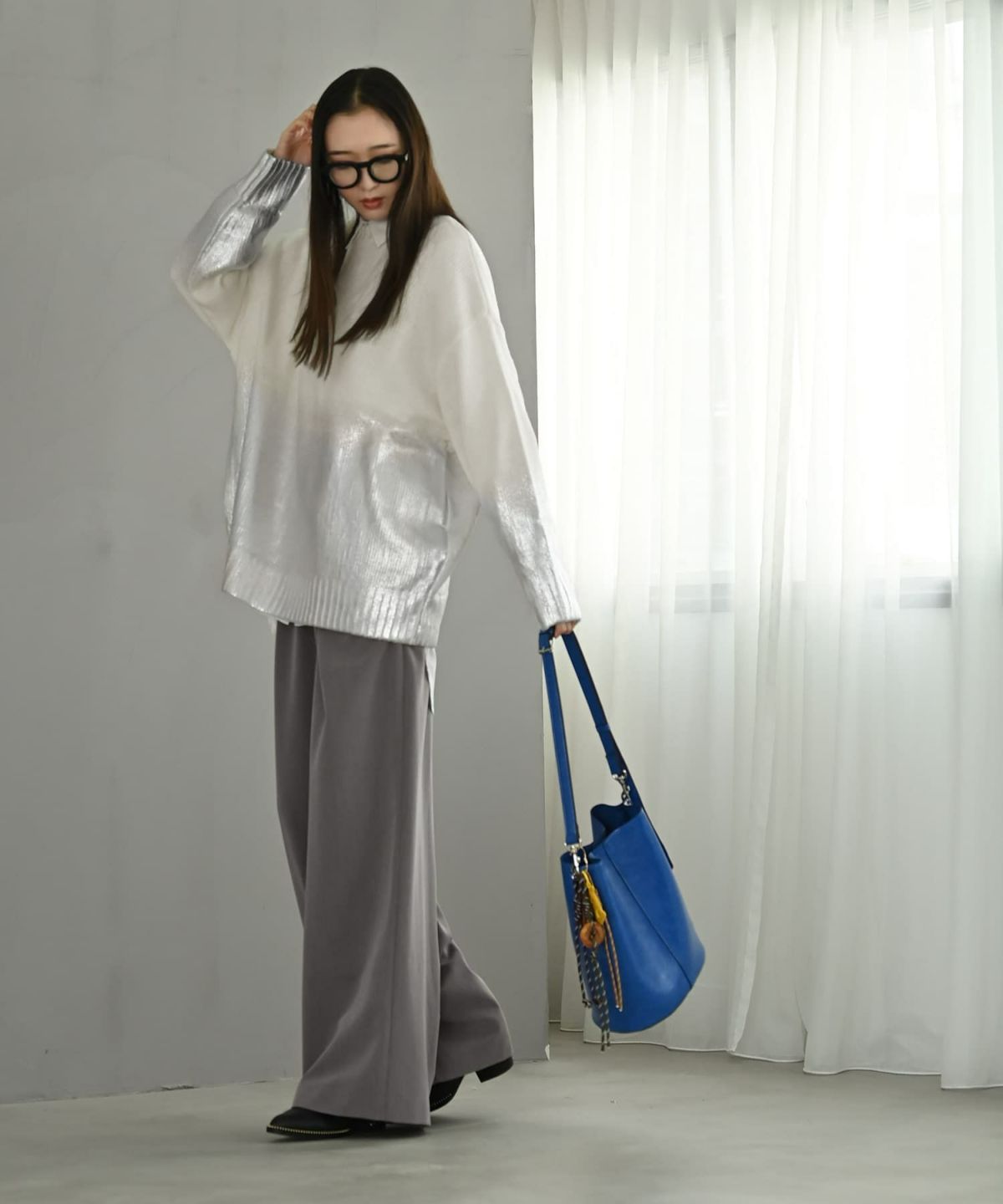 着用イメージ 170cm アイボリー