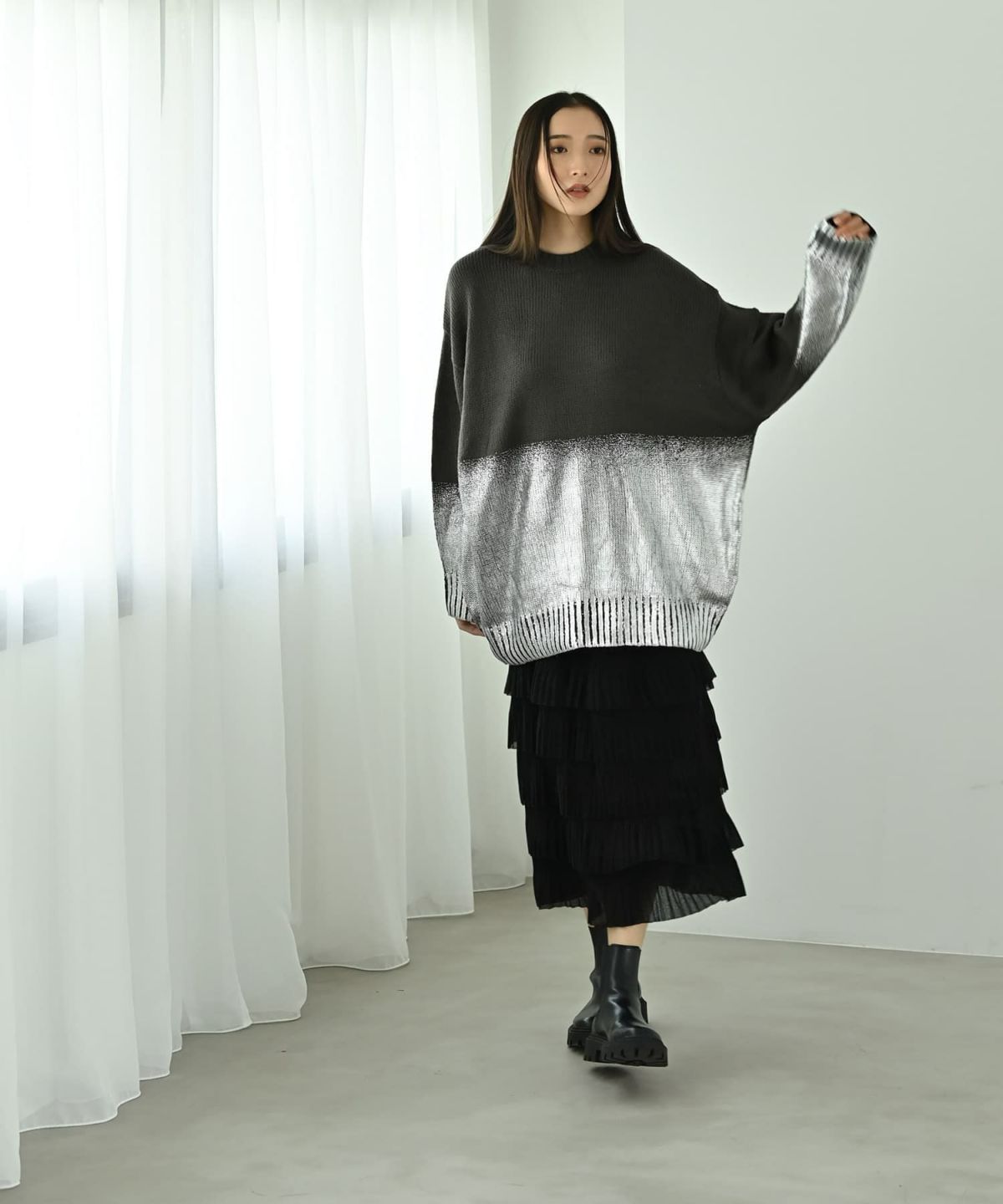 着用イメージ 170cm チャコール