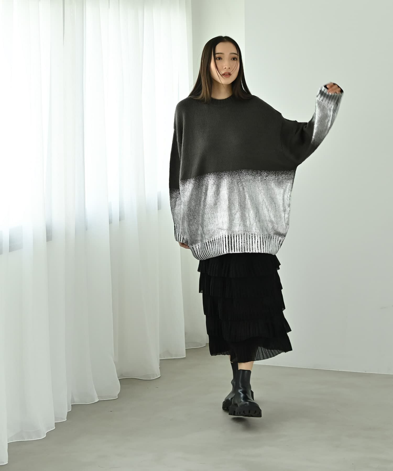 着用イメージ 170cm チャコール