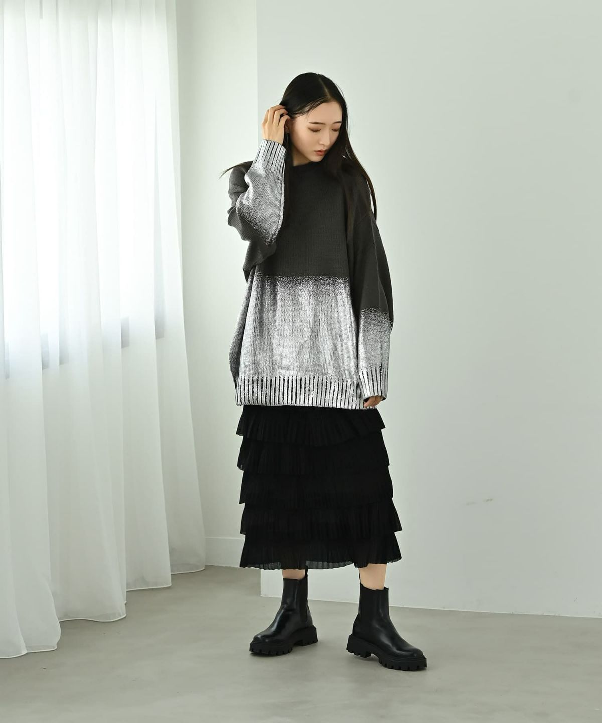 着用イメージ 170cm チャコール