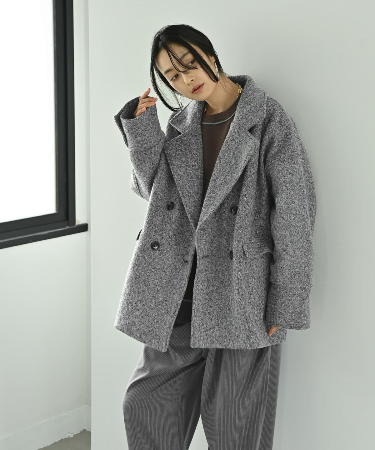 着用イメージ 167cm チャコール