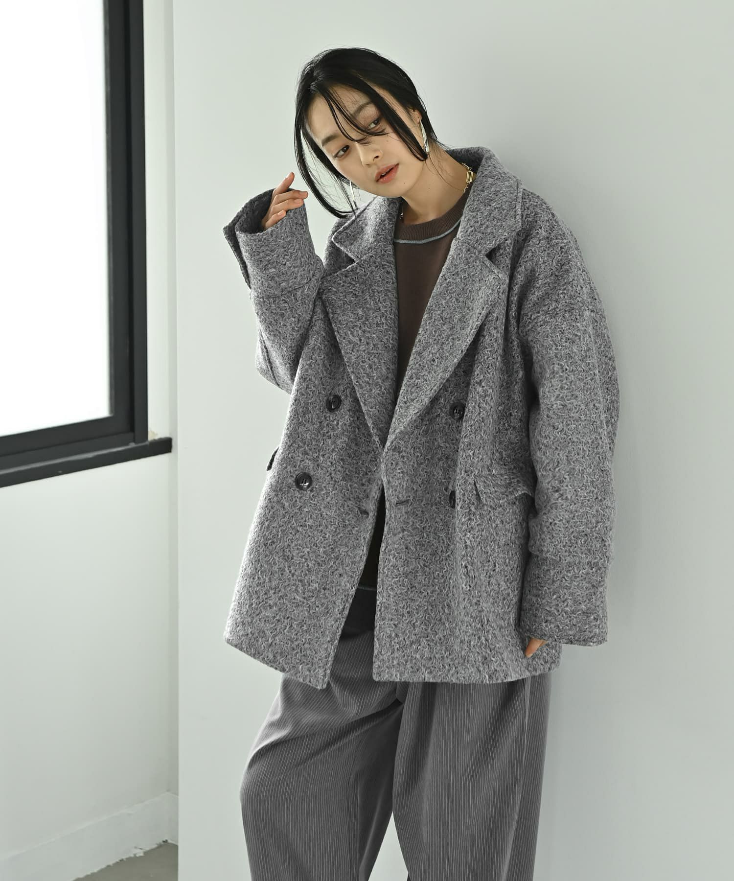 着用イメージ 167cm チャコール