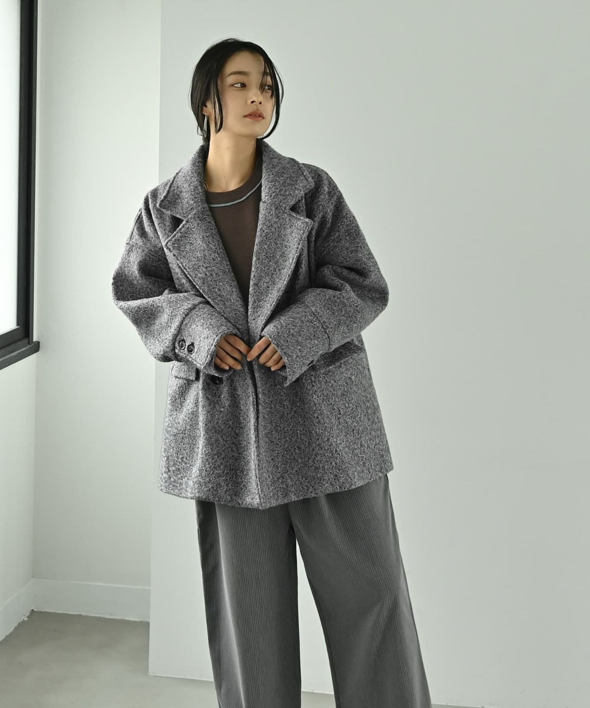 着用イメージ 167cm チャコール