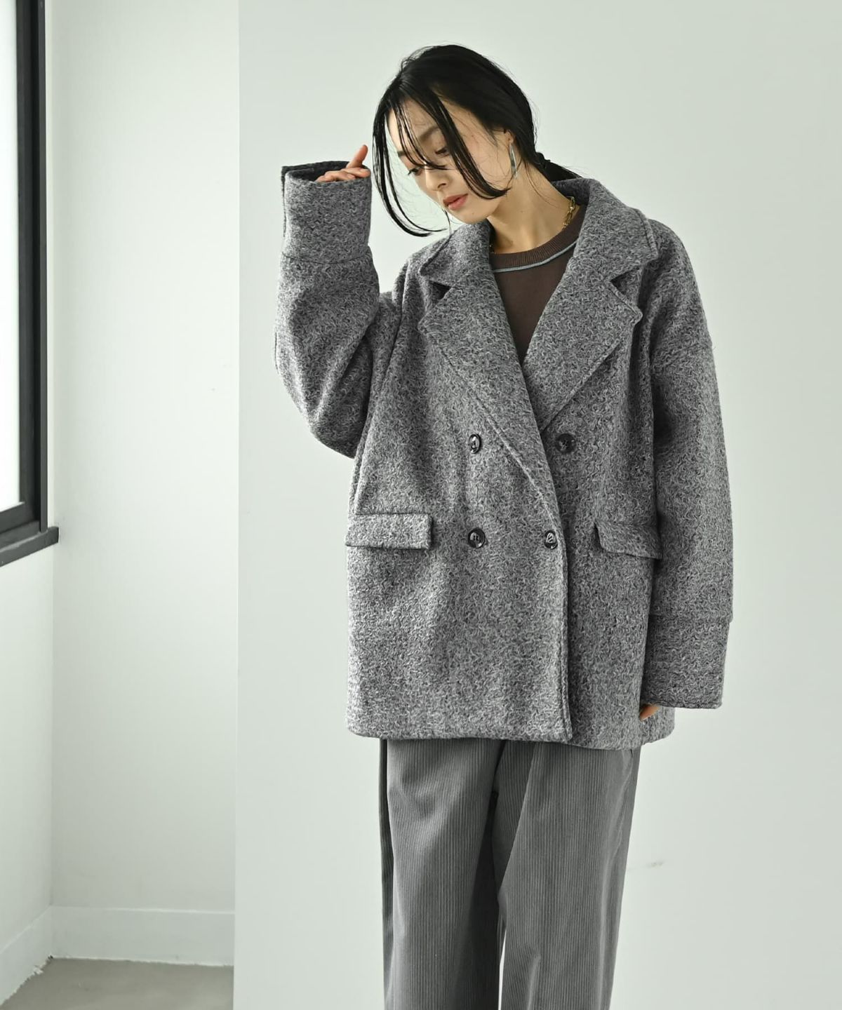 着用イメージ 167cm チャコール