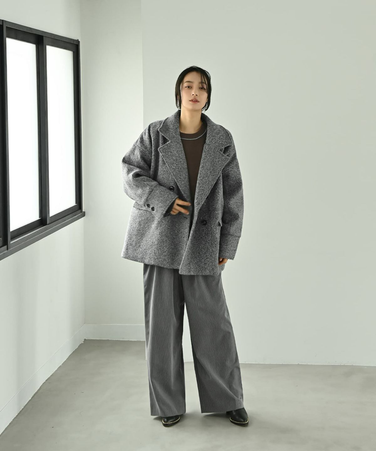 着用イメージ 167cm チャコール