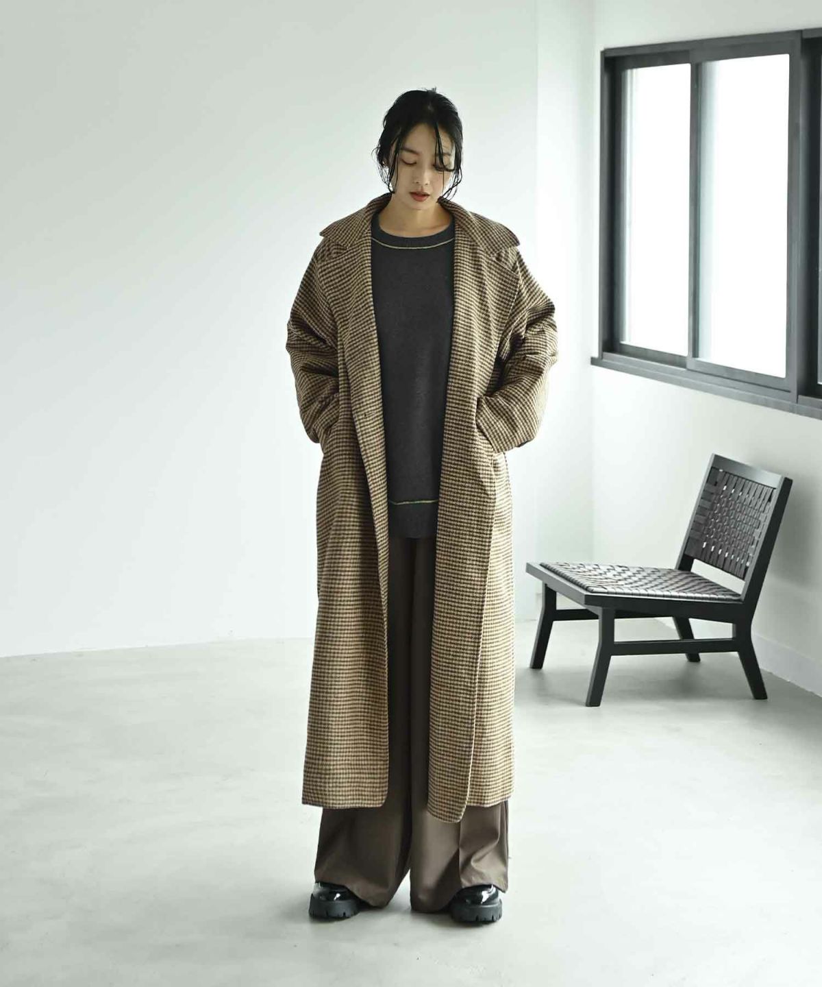 着用イメージ 167cm ベージュ