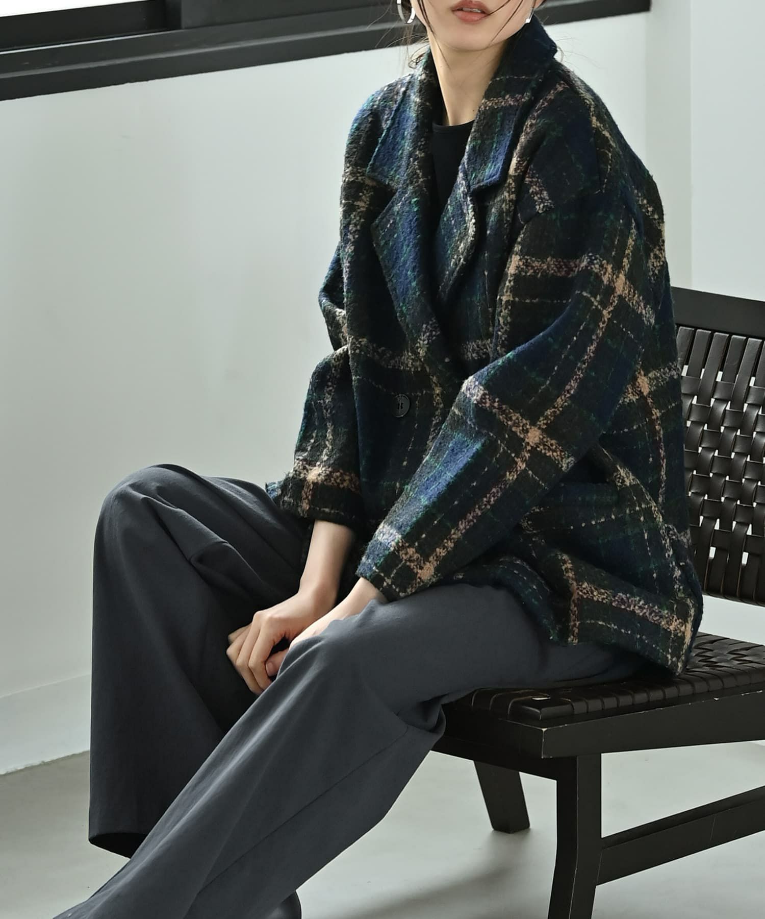 BLK001】ビックチェック柄ショートコート | おしゃれな大人レディース