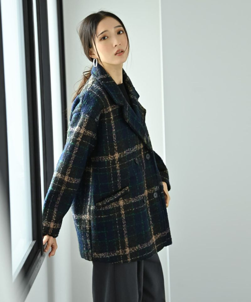 BLK001】ビックチェック柄ショートコート | おしゃれな大人レディース