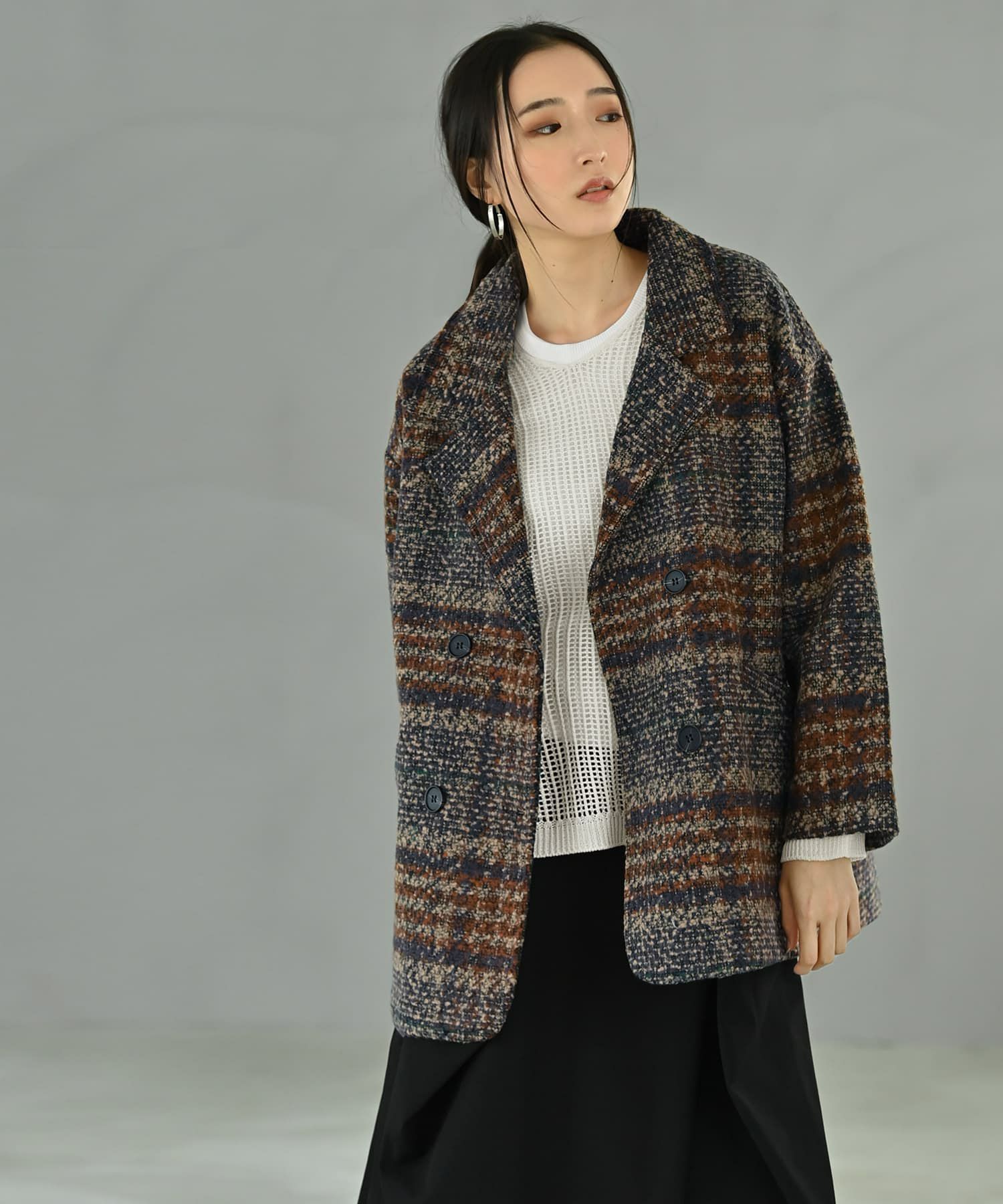 BLK001】ビックチェック柄ショートコート | おしゃれな大人レディース