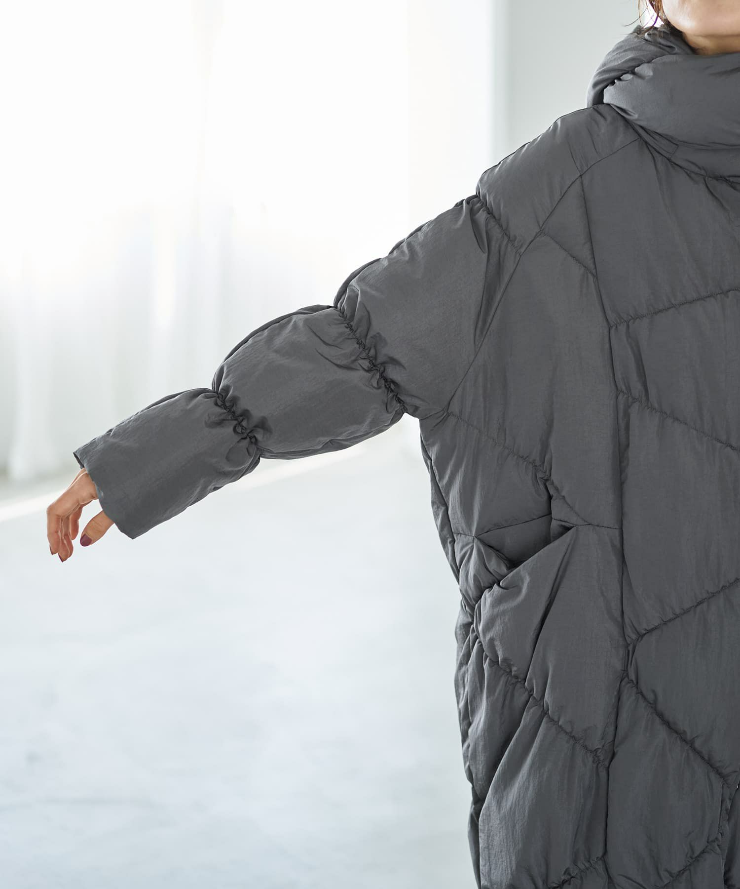 LUXE】暖か軽量◇機能中綿ギャザーロングコート | おしゃれな大人