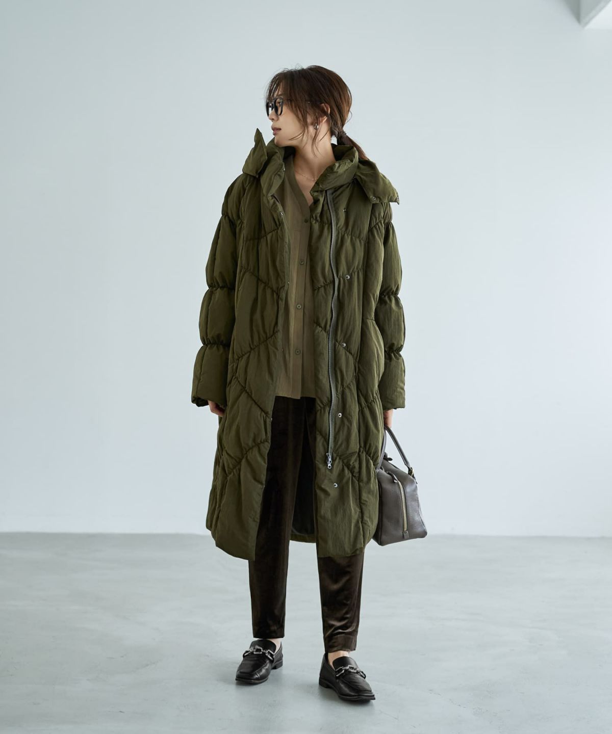 着用イメージ 166cm カーキ