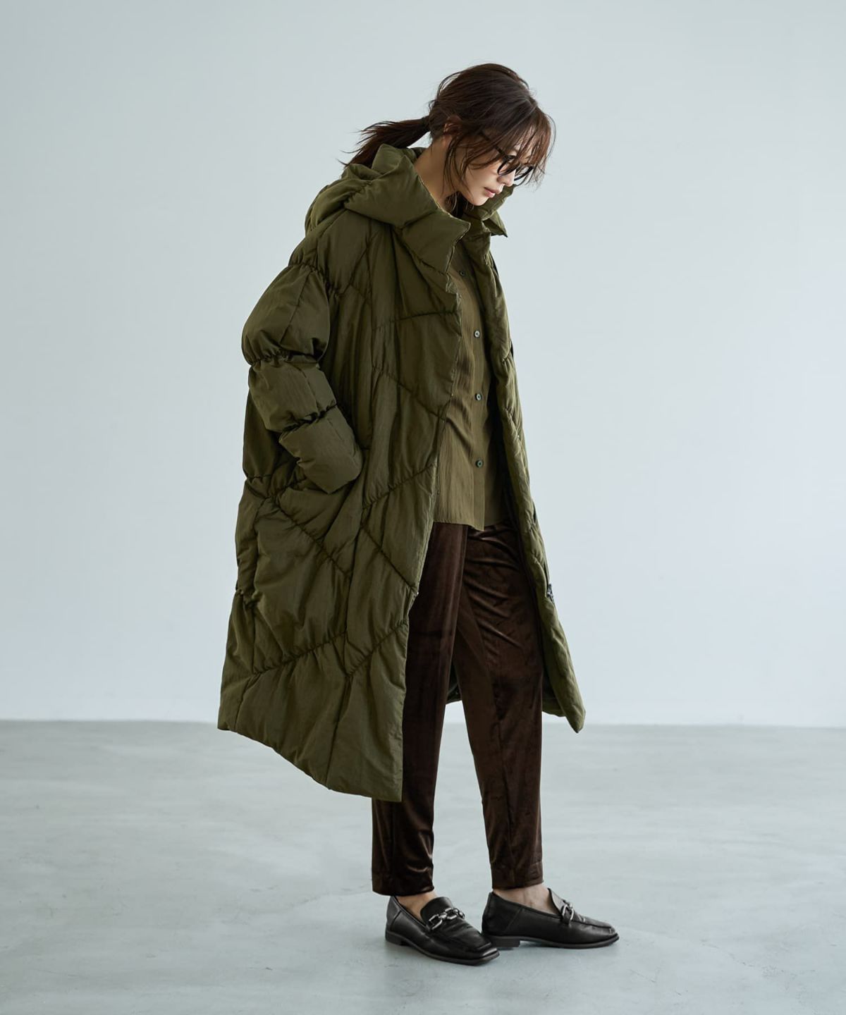 着用イメージ 166cm カーキ