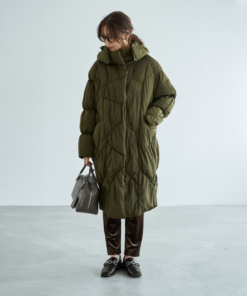 ☆【LUXE】暖か軽量◇機能中綿ギャザーロングコート | おしゃれな大人