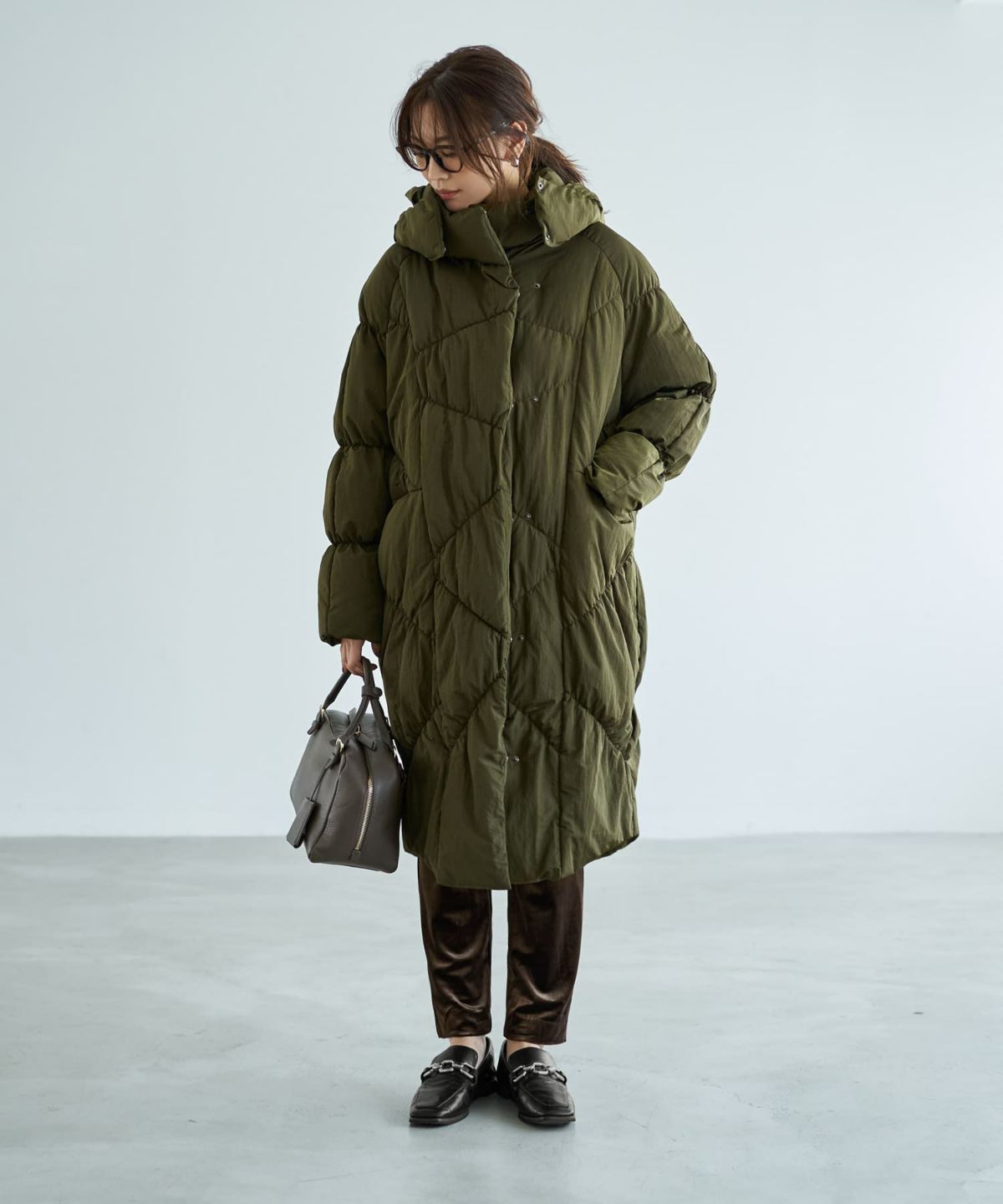 着用イメージ 166cm カーキ