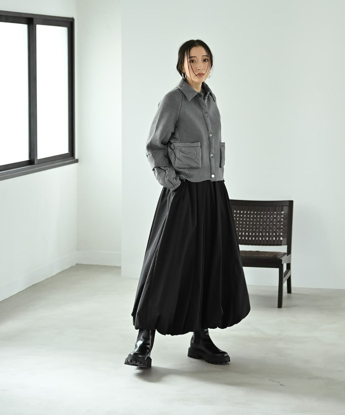 着用イメージ 169cm グレー