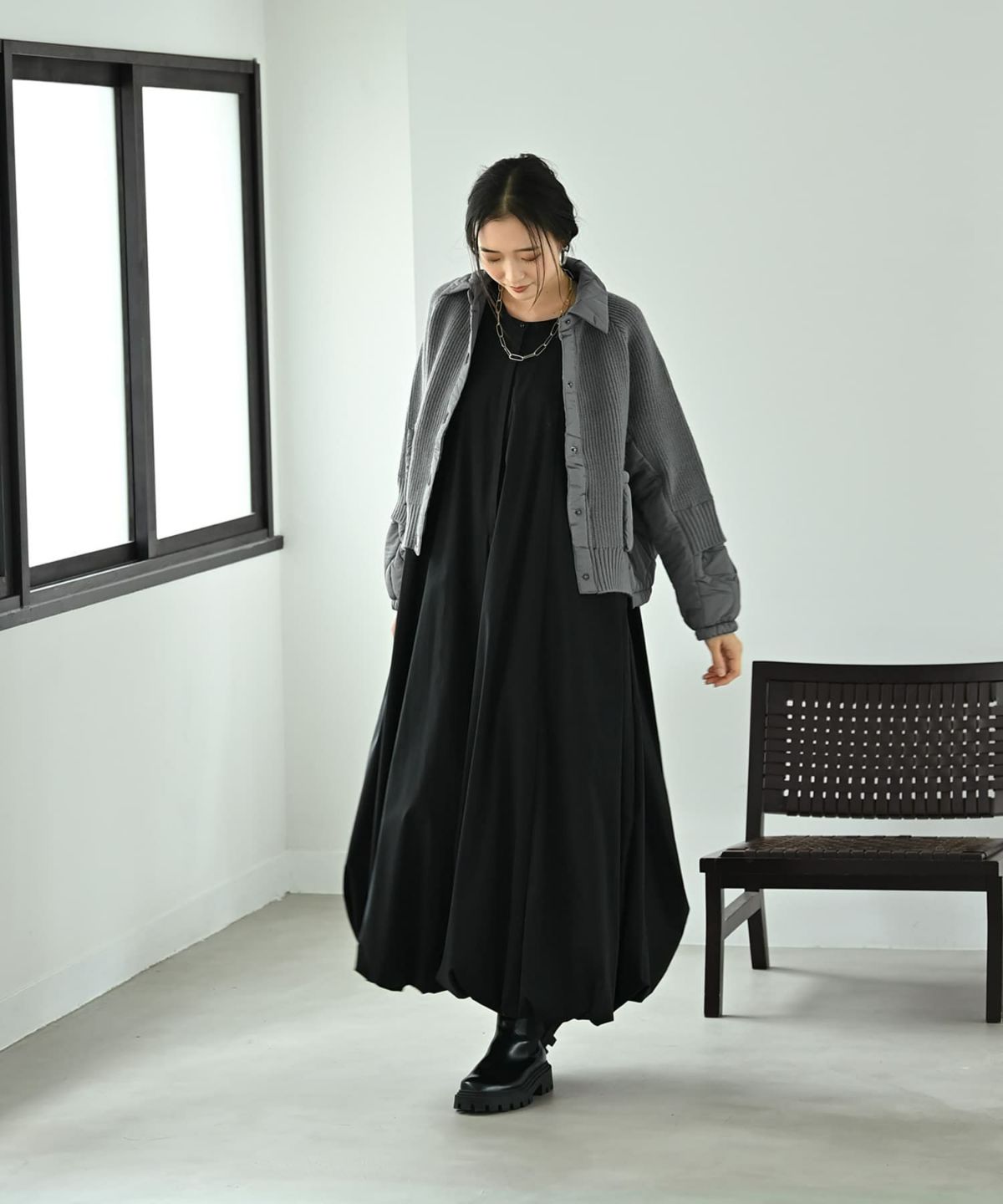 着用イメージ 169cm グレー