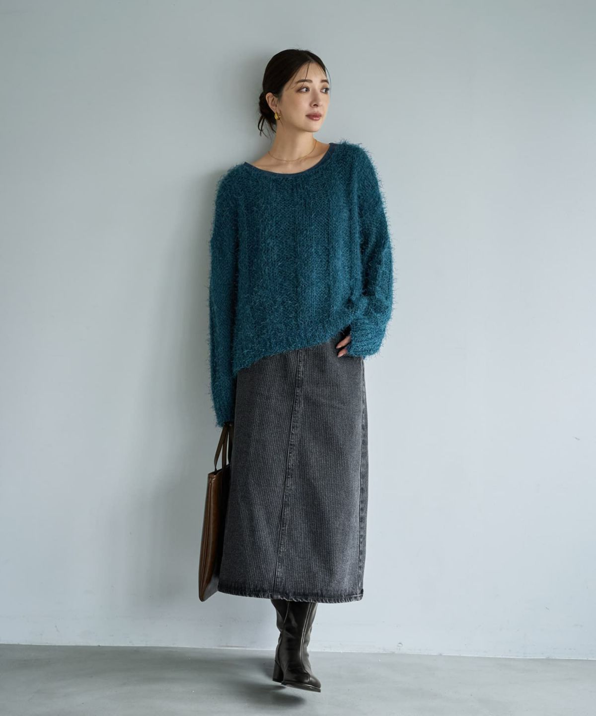 着用イメージ 166cm ダークブルー