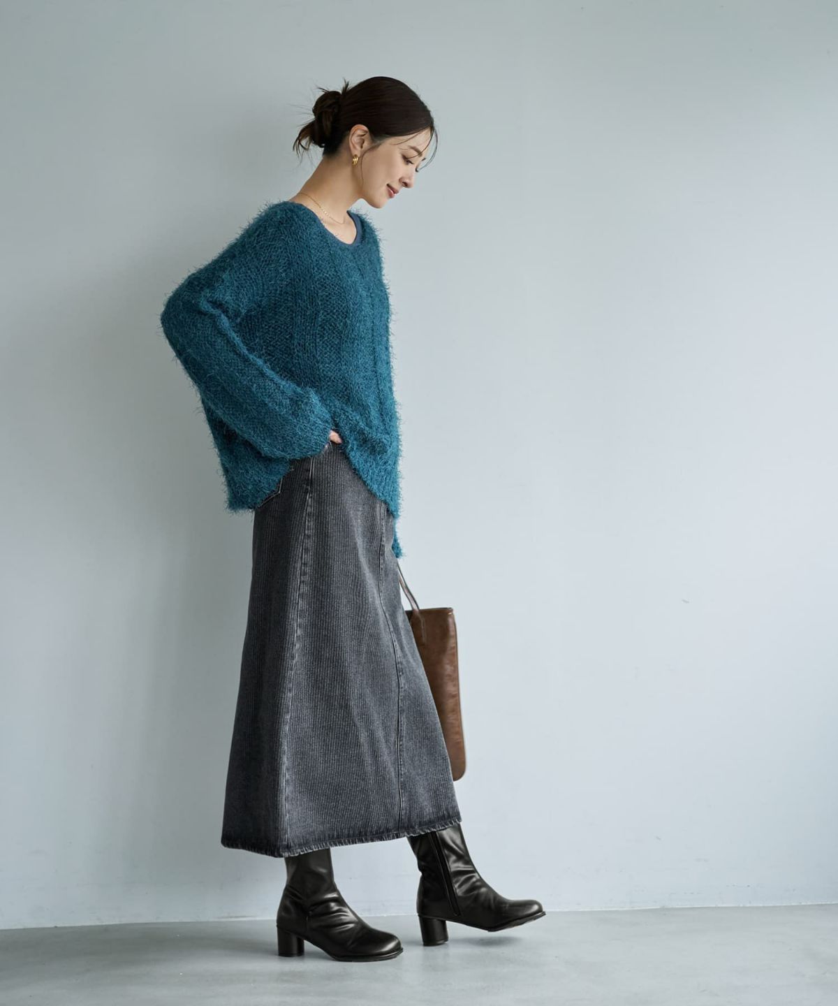 着用イメージ 166cm ダークブルー