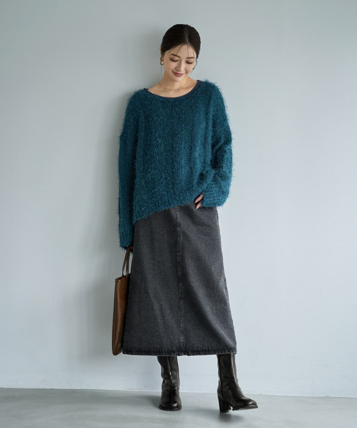 着用イメージ 166cm ダークブルー