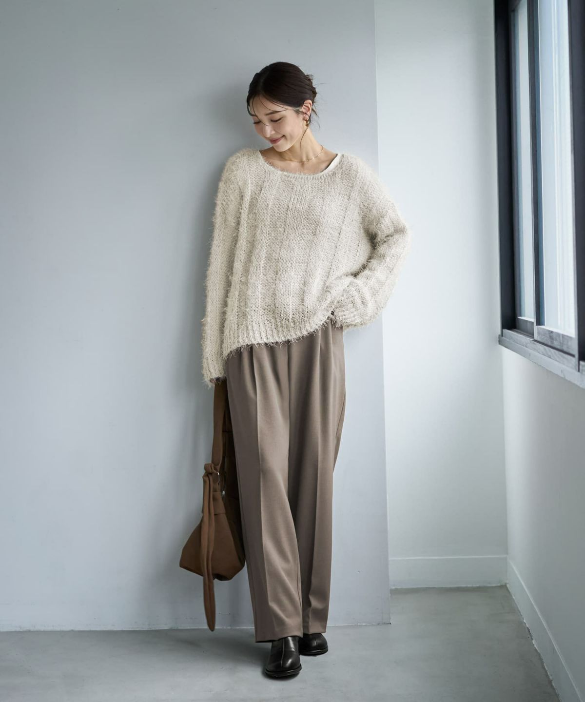 着用イメージ 166cm グレージュ