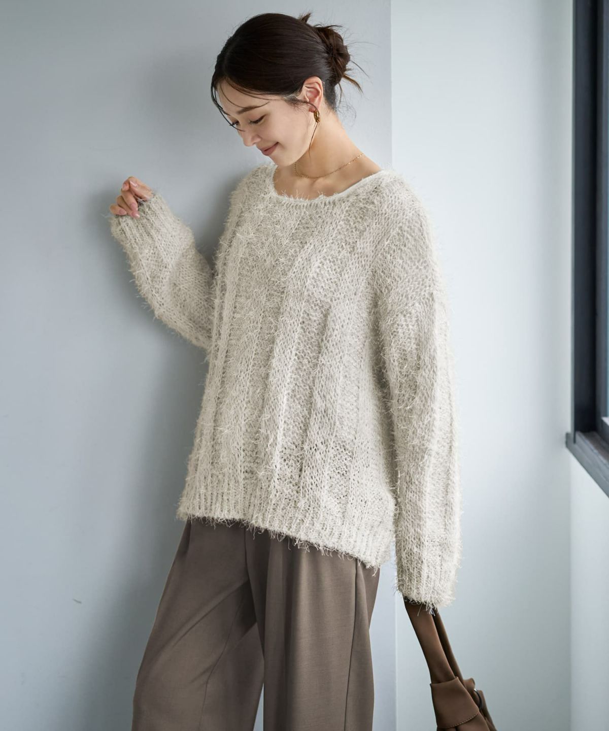 着用イメージ 166cm グレージュ