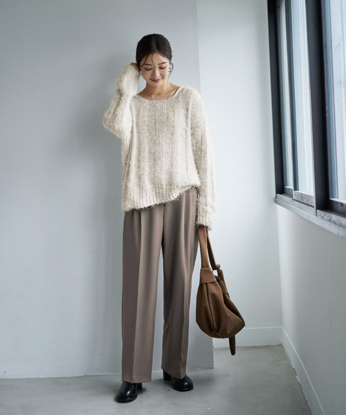 着用イメージ 166cm グレージュ