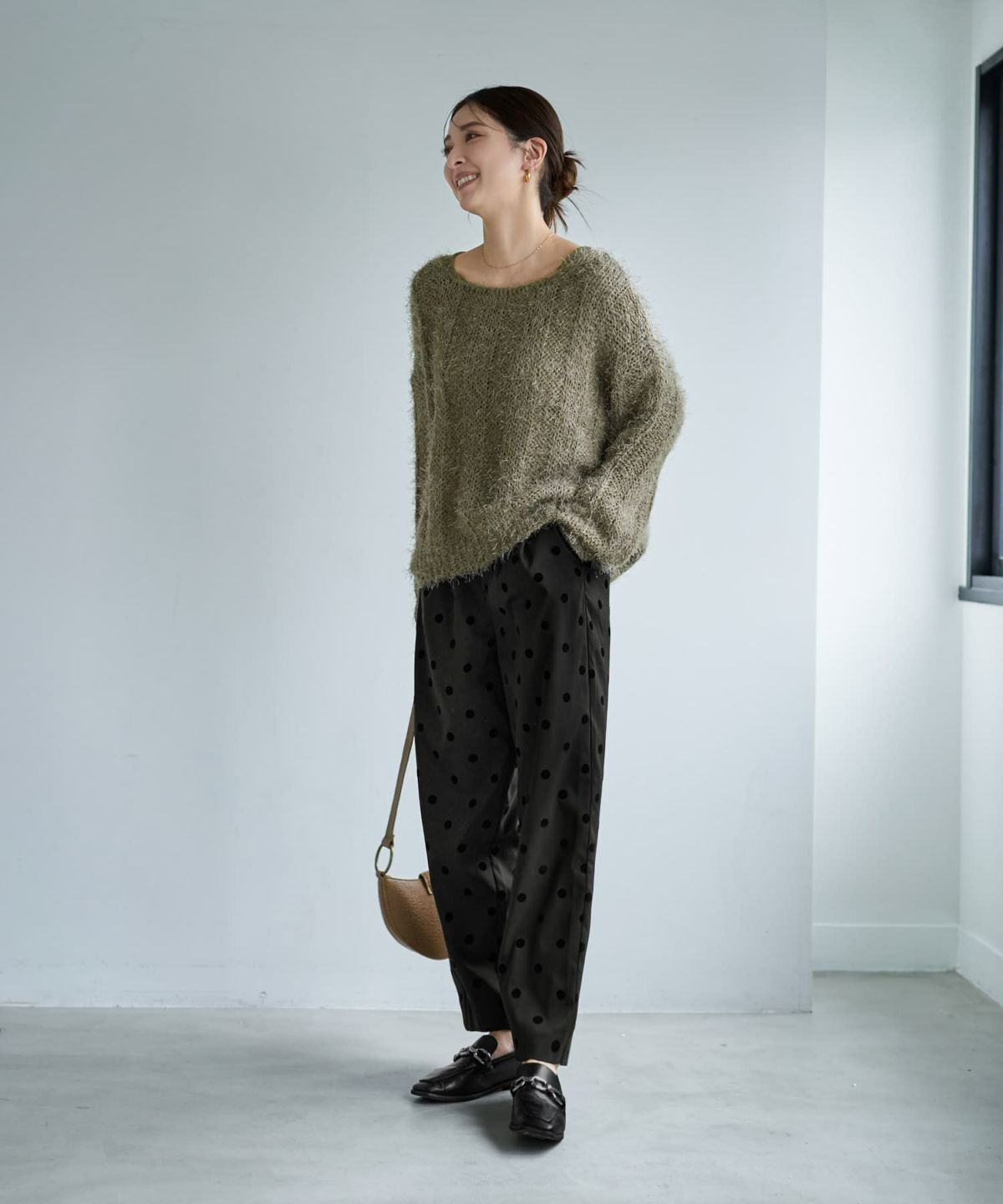 着用イメージ 166cm ライトカーキ