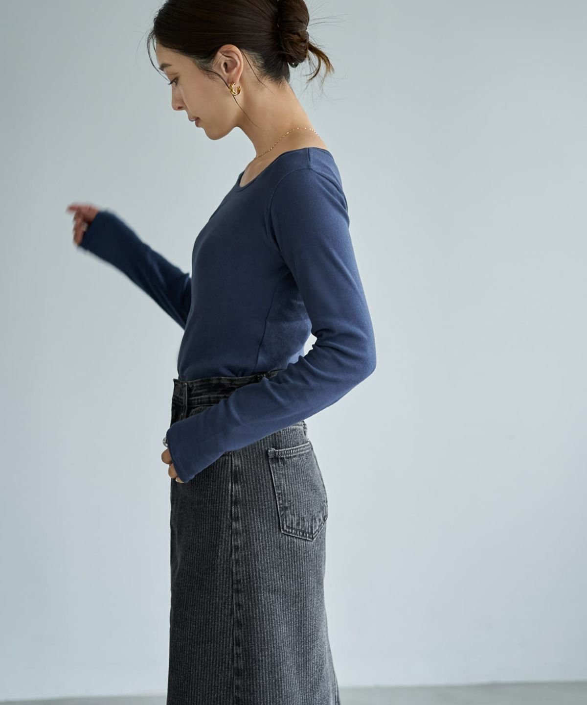 着用イメージ 166cm ダークブルー