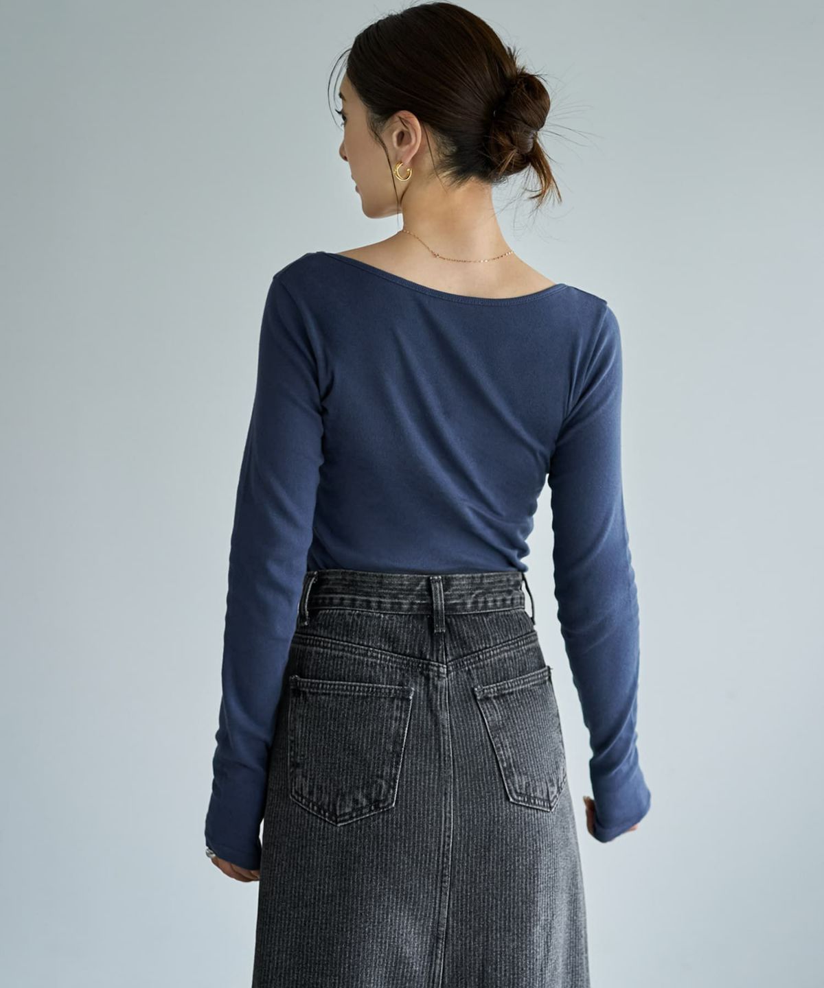 着用イメージ 166cm ダークブルー