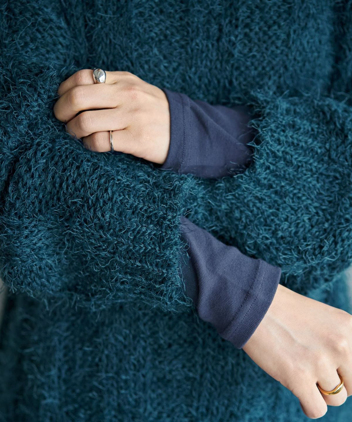 着用イメージ 166cm ダークブルー