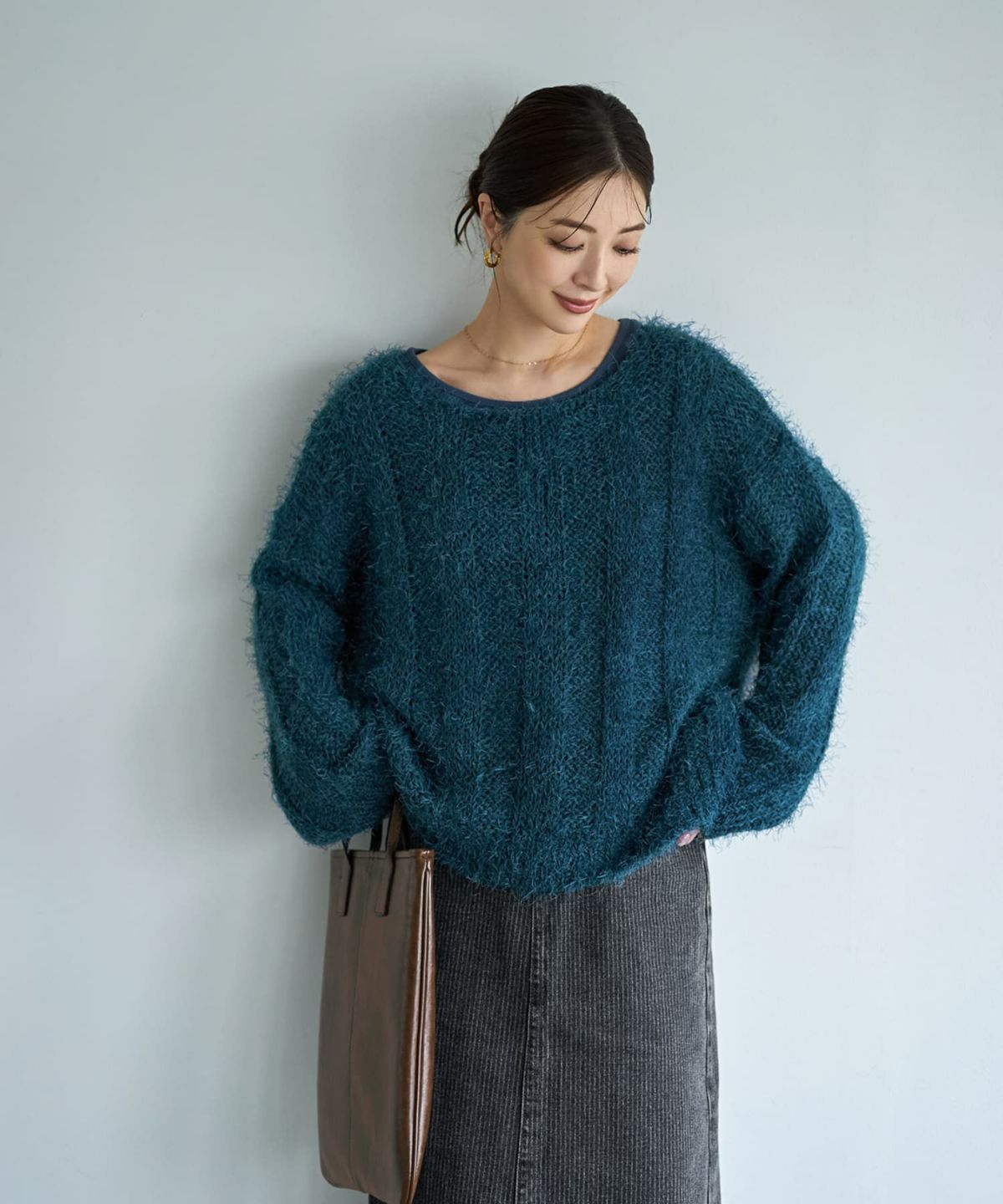 着用イメージ 166cm ダークブルー