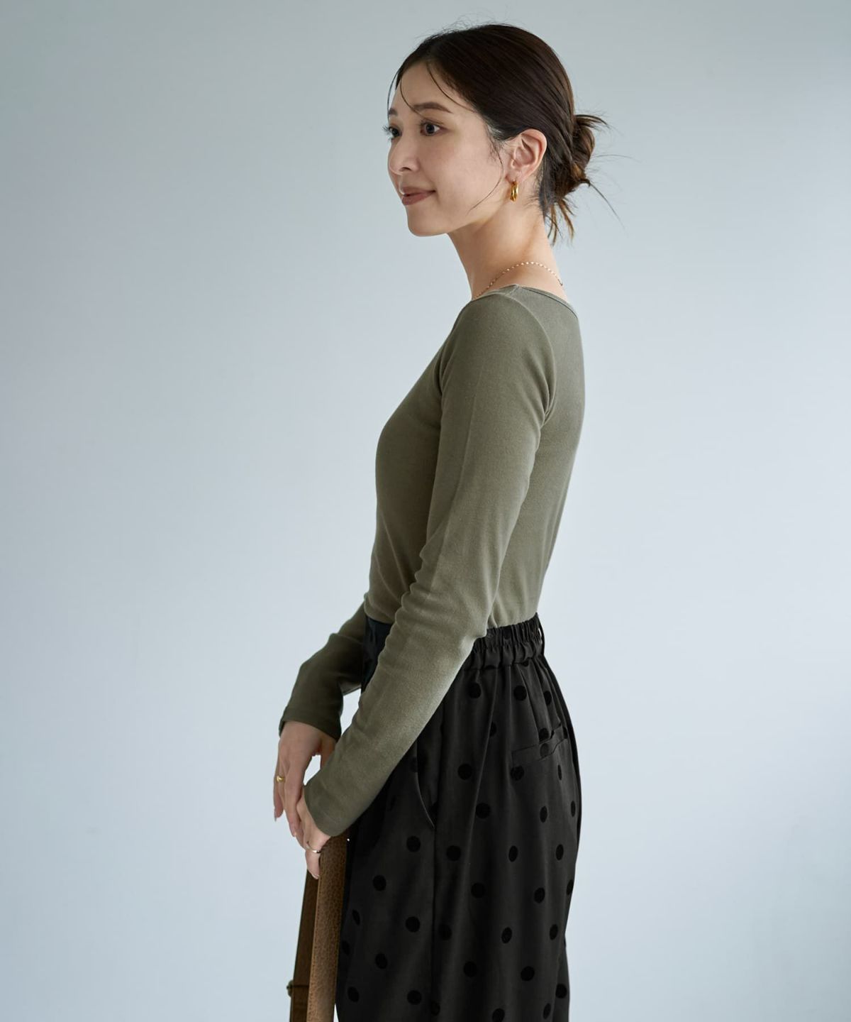 着用イメージ 166cm カーキ