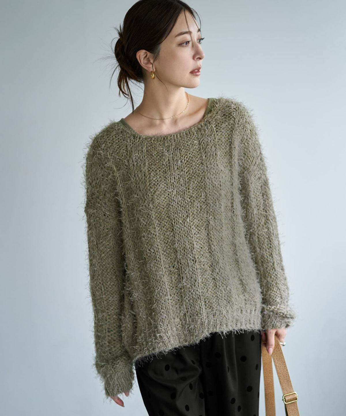 着用イメージ 166cm カーキ