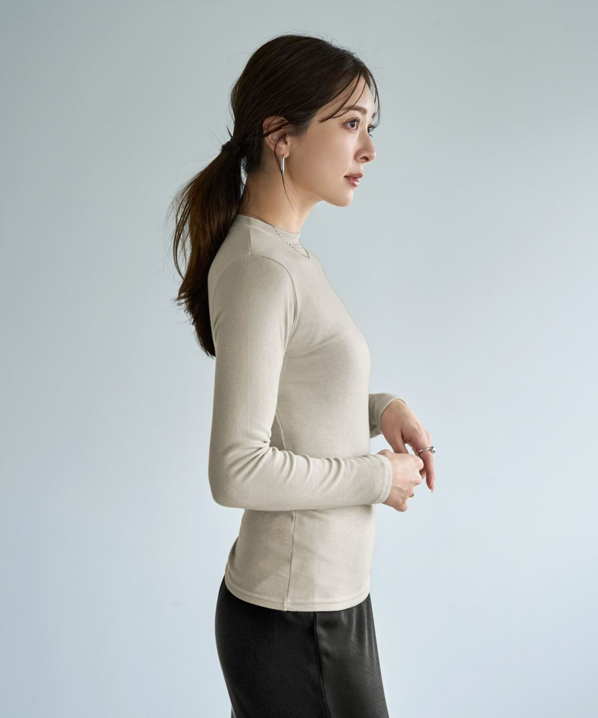 着用イメージ 166cm ベージュ