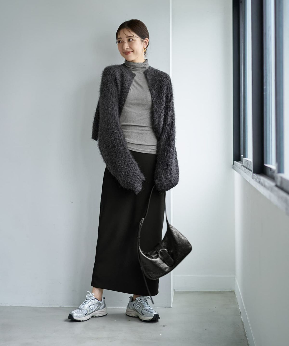 着用イメージ 166cm チャコールグレー