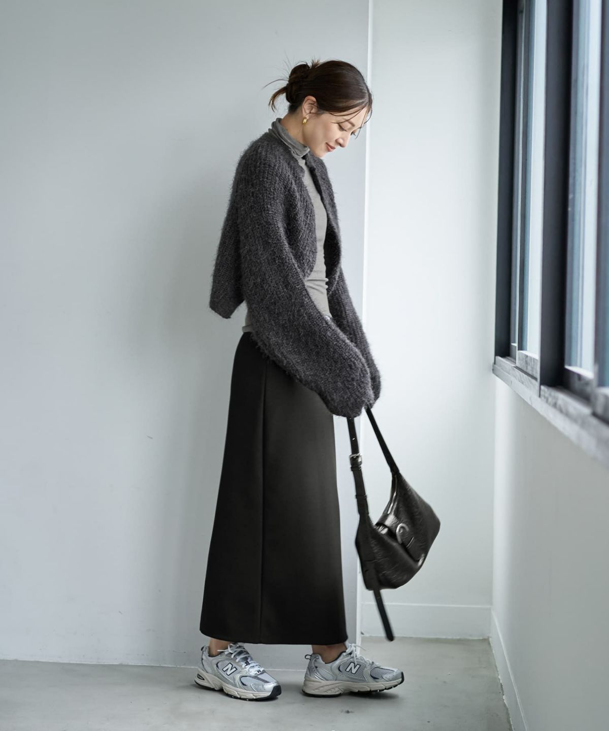 着用イメージ 166cm チャコールグレー