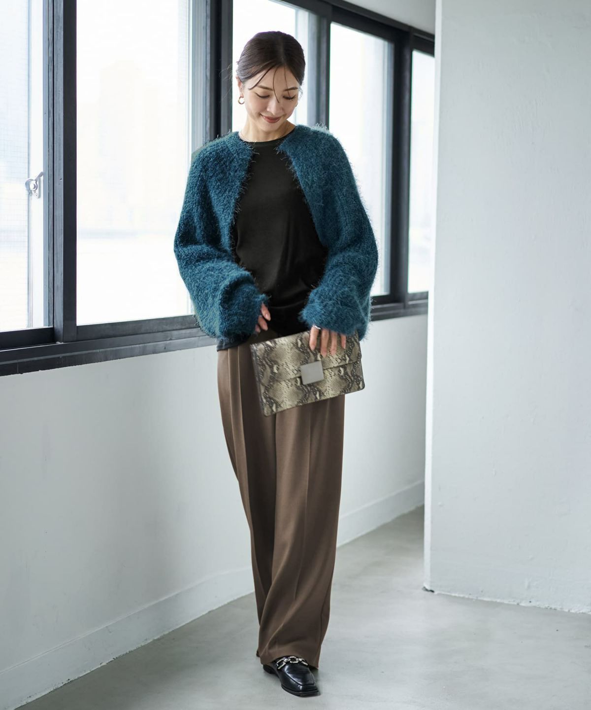 着用イメージ 166cm ダークブルー