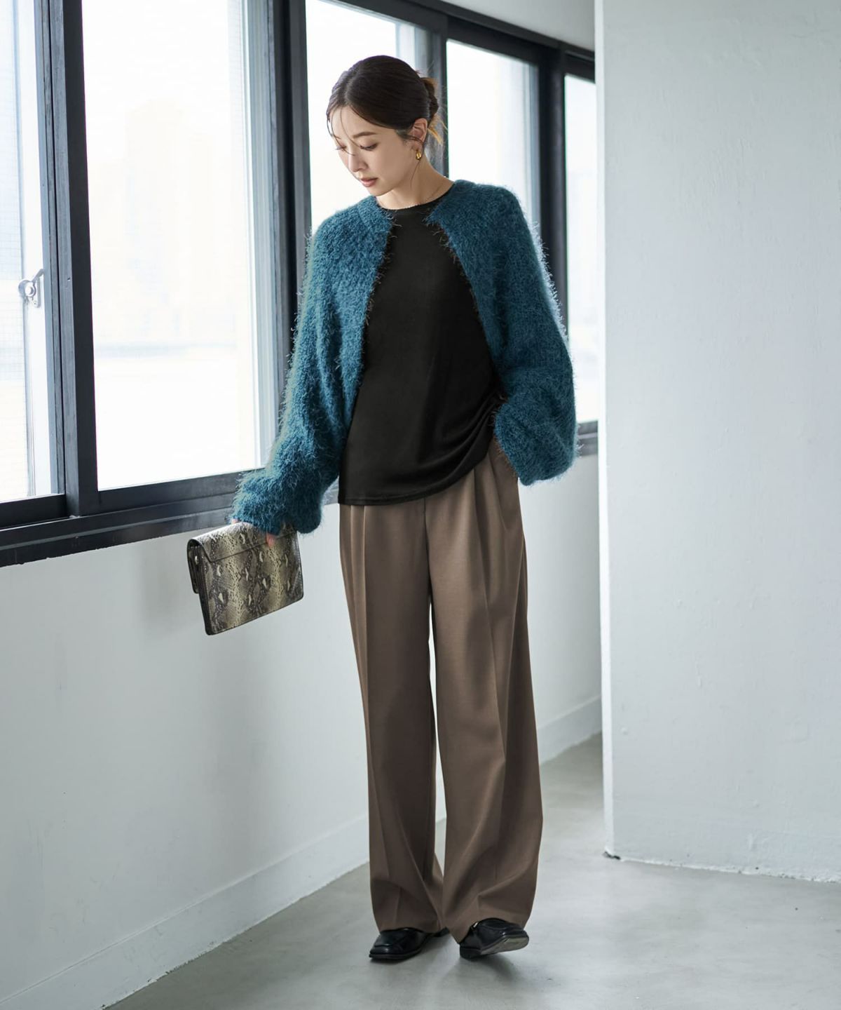 着用イメージ 166cm ダークブルー