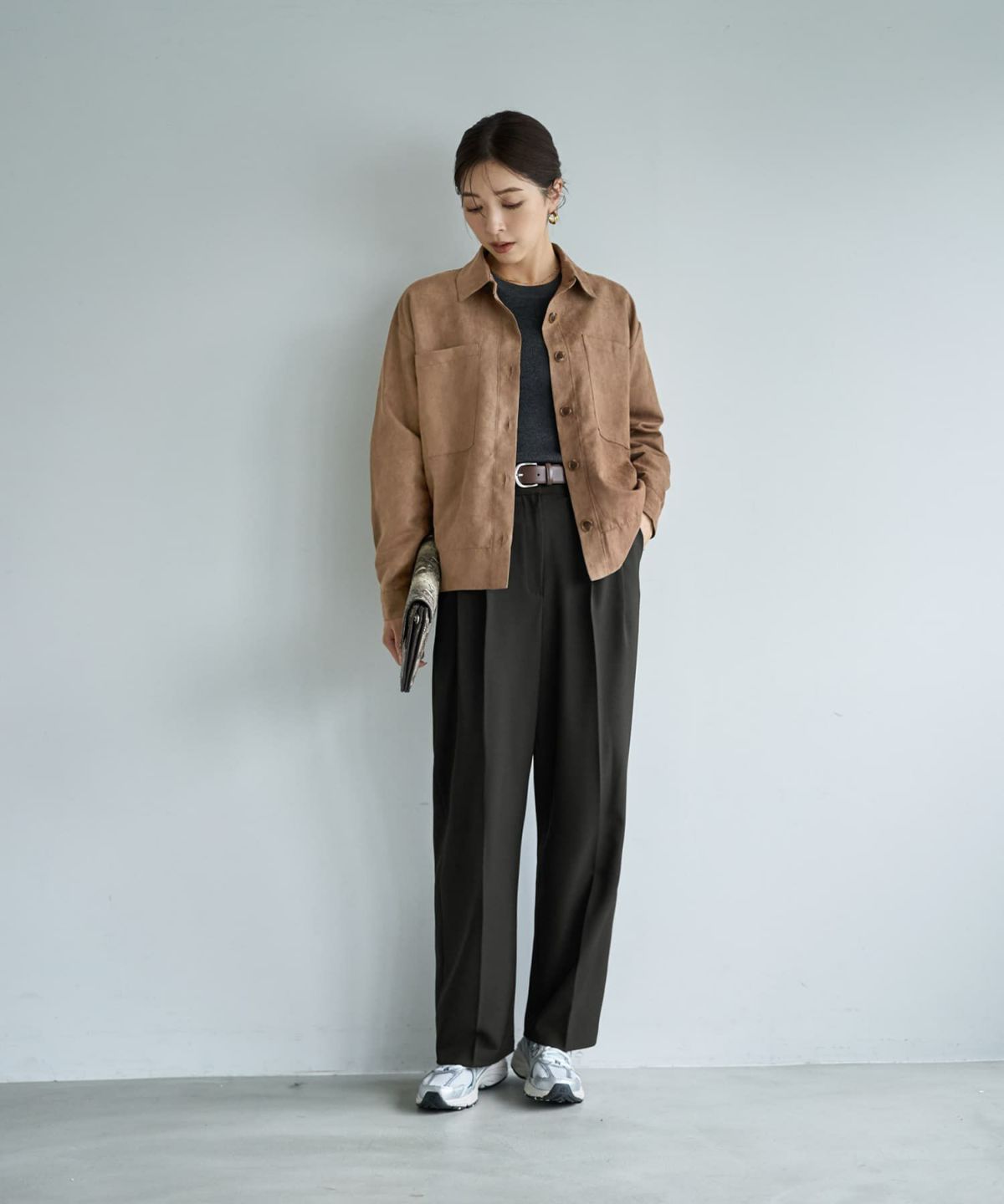 着用イメージ 166cm ライトブラウン