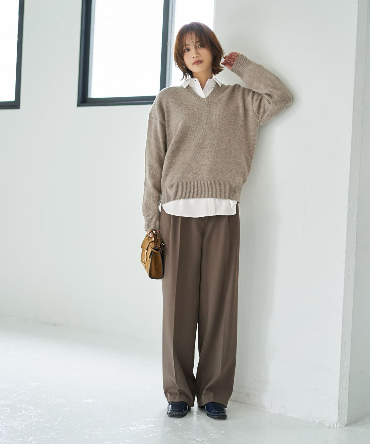 着用イメージ 167cm ベージュミックス