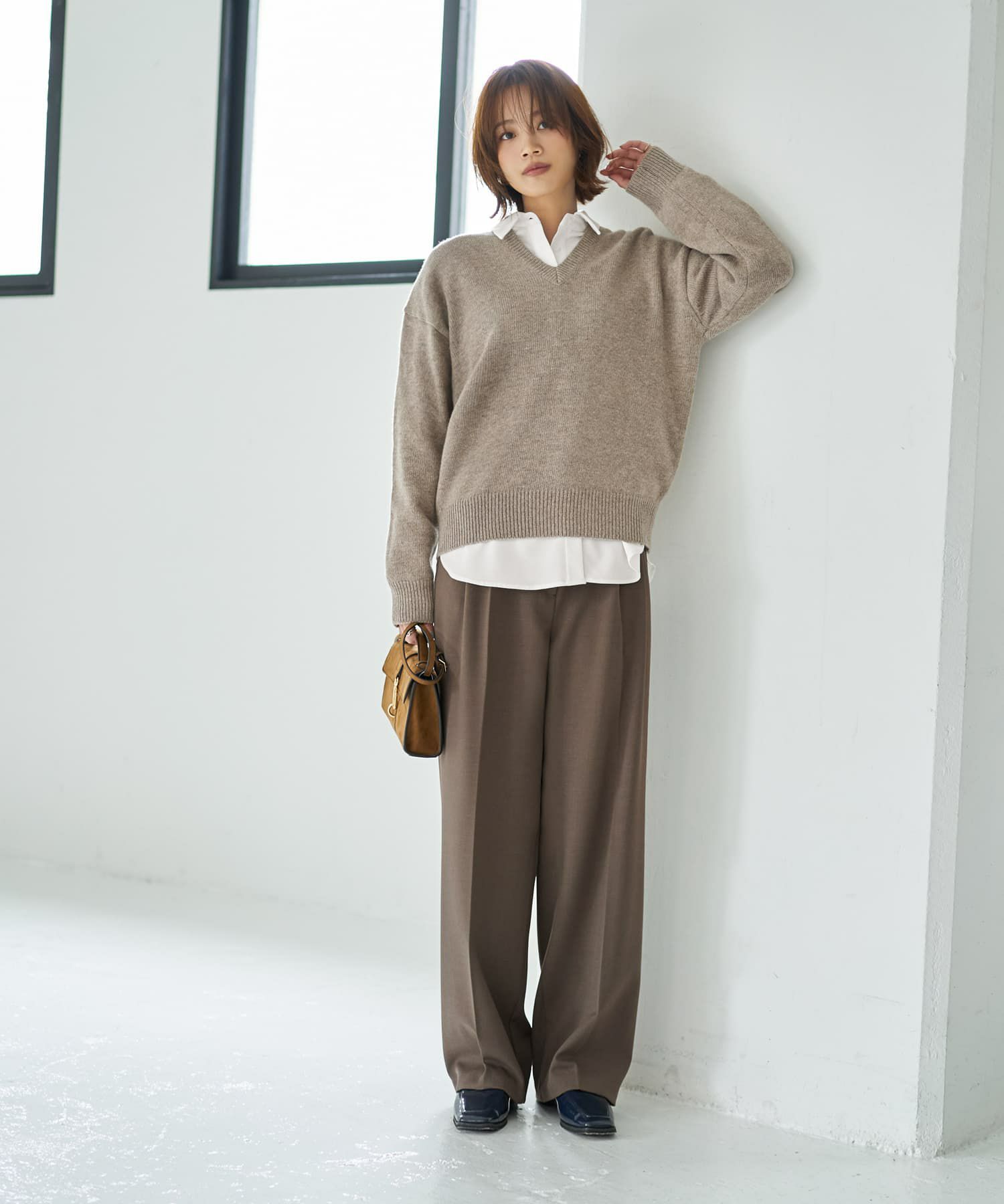 着用イメージ 167cm ベージュミックス