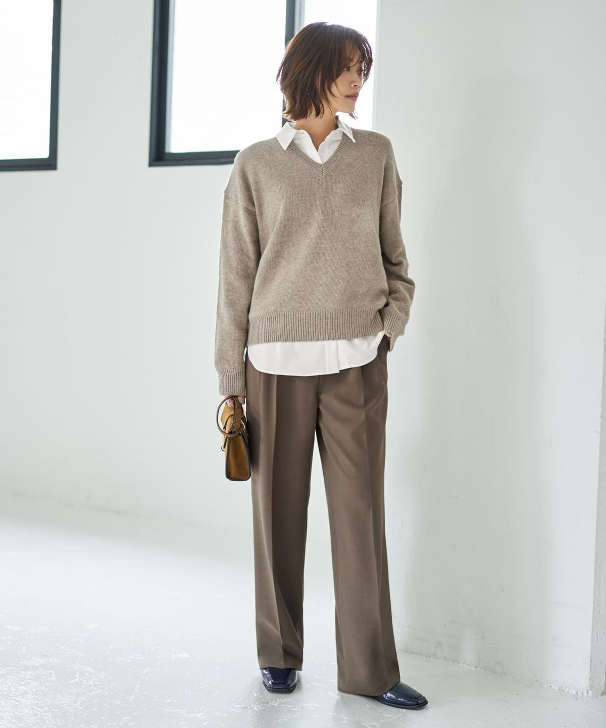 着用イメージ 167cm ベージュミックス