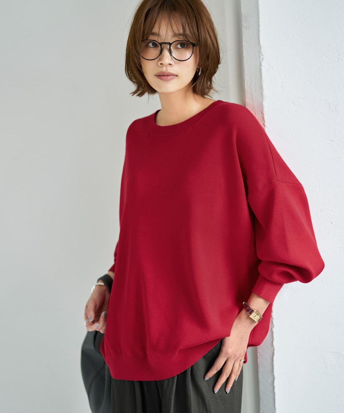 着用イメージ 167cm レッド