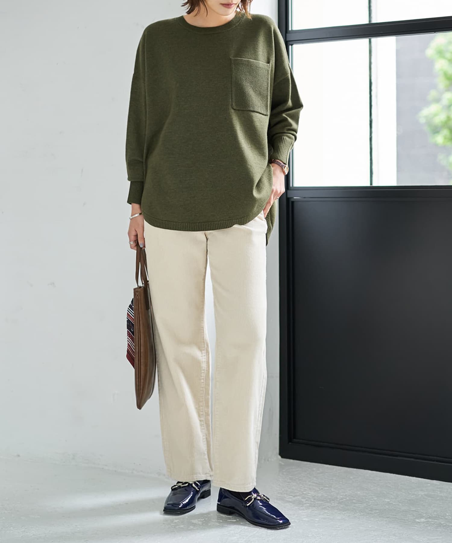 着用イメージ 167cm カーキ