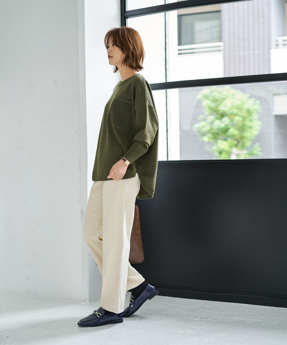 着用イメージ 167cm カーキ