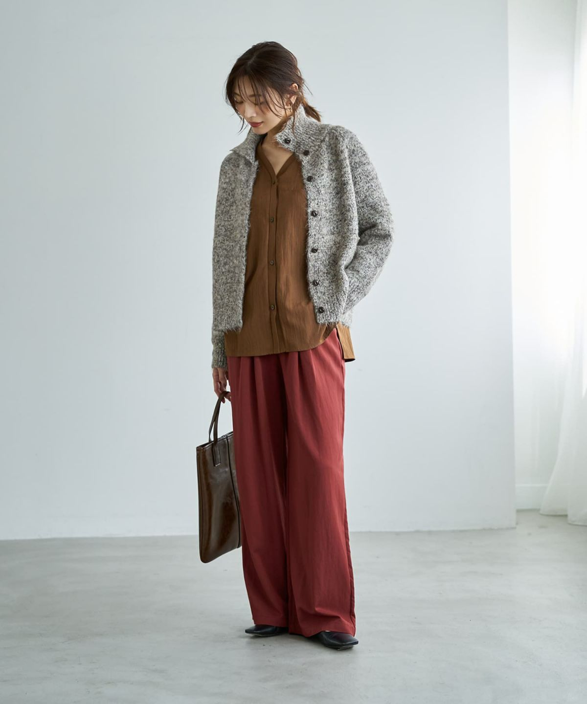 着用イメージ 166cm ブラウンミックス